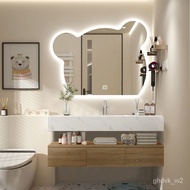 ‍🚢Bear Mirror Smart round Mirror Light Luxury Bathroom Cabinet Combination Stone Plate Washbasin Cabinet Sink Bathroom T
