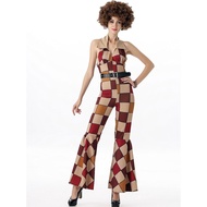 Halloween Stage Performance  Vintage 70s Disco Dancing Costume Retro Carnival Party 60s 70s Rock Hippie Cosplay Jumpsuit