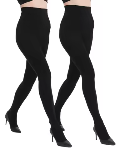 120D Fleece Lined Tights for Women, 120D Black Opaque Warm Tights with Control Top