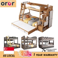 OROR  Solid Wooden Kids Bedframe/ Loft Bed / Storage Bed/Bunk Bed, Double Decker, Mother Bed