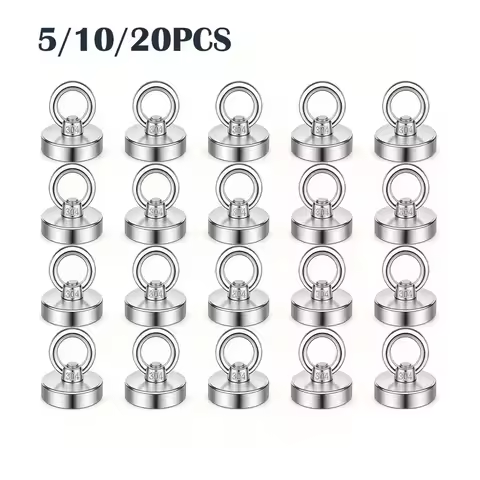 5-20Pcs 25mm Heavy Duty Neodymium Fishing Hook Super Strong Magnet Hook Magnet with Countersunk Hole