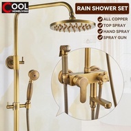 Coh All Copper Rain Shower Set European Retro Bathroom Shower Full Set with Shower Head Coh430