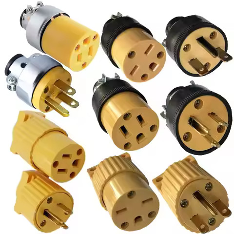 Yellow Black American 15A NEMA 5-15P 6-15P US Industry Wiring Plug Connector Detachable Assembly In-