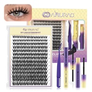 Kit Kluster Bulu Mata ANURAG Flora Sambungan Bulu Mata DIY - 140PCS Isipadu Hibrid Bulu Mata Lebat 9