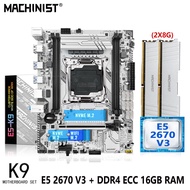 MACHINIST X99 K9 Motherboard Kit Xeon With E5 Xeon 2670 V3 CPU 2x8G=16GB DDR4 ECC RAM Memory LGA 2011-3 Set SSD M.2 Sata M-ATX LZKP