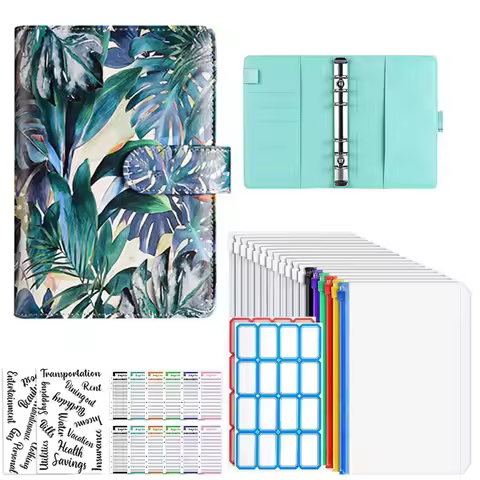 2023 A6 Plant Color Printing Budget Binder Laptop Cash Envelope System Set with Binder Pocket for Co
