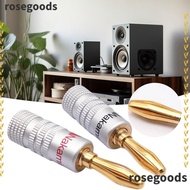 ROSEGOODS1 Musical Sound Banana Plug,  Gold Plated Nakamichi Banana Plug, 4MM Speakers Amplifier with Screw Lock Black&amp;Red Banana Connectors Plugs Jack