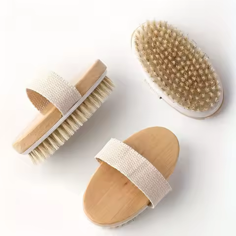 Dry Brush Body Brush, Exfoliating Body Scrub for Perfect Skin, Natural Bristle Dry Skin Brush for Ce