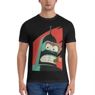Vintage Men's T-Shirt V-Neck Cotton F-Futurama Short Sleeves Printed Shirt