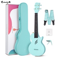 Enya Concert Ukulele Nova U 23’’ Carbon Fiber Travel Ukulele with Beginner Kit includes online lessons, case, strap, capo(Blue)