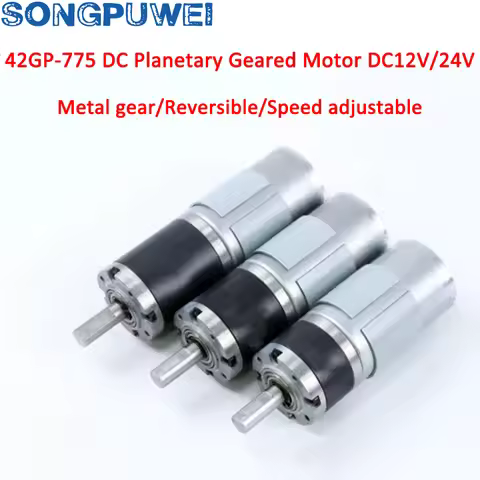 42mm planetary DC reduction motor 12V 24V 42GP-775 large torque low-speed speed regulating miniature