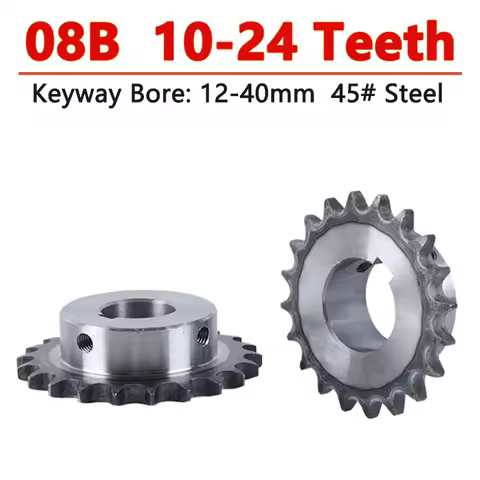 1pc 08B Industrial Drive Sprocket Wheel 45# Steel Chain Gear 10 11 12 13 14 15 16 17 18 19 20 22 23