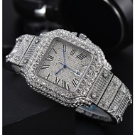 Cartier Full Diamond Watch Men's Business Watch Quartz Movement Fashionable Fashionable Style
