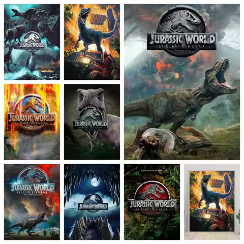 Jurassic World 5D Diamond Painting Kits Dinosaur Sticking Diamond Embroidery Handmade DIY Mosaic Hom