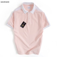 Men's Polo Shirt PINK IVUS genuine cotton crocodile, youthful, elegant, standard form - HUSSIO