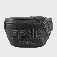 FENDI FF Logo Shadow 皮革腰包 (黑色)