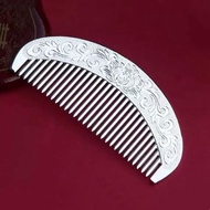 Hong Kong 999 Sterling Silver Comb Scraping Anti-Static Yunnan Snowflake Silver Handmade Round Handl