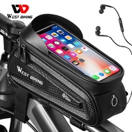 WEST BIKING Bicycle Front Frame Bag 6.0-7.2 Inch Phone Bag Waterproof Sensitive Touch Screen MTB Road Bike Accessories