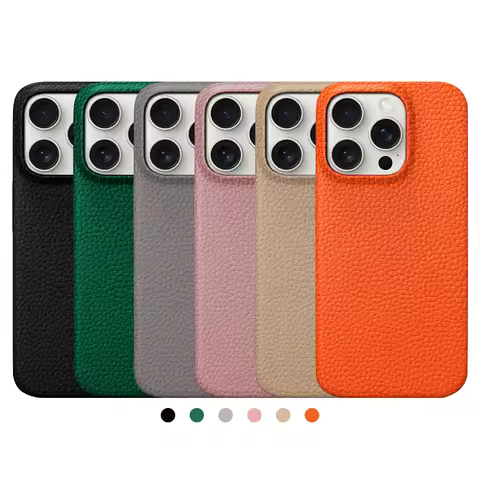 LANGSIDI Natural Cowhide Leather for Magsafe Case for iPhne 16 15 17 pro Max ProMax Air 17Pro 16Pro 