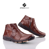 ATTAYA DESIGN Sepatu Boots Pria Dewasa Kulit Asli Original Resleting HItam Coklat Tan STG021