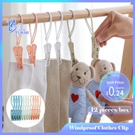 ⚡SG HOT SALE⚡12Pcs Clothespins Windproof Clothes Clip Plastic Clip Clothes Pegs Laundry Clip Clothing Hanger Clips Hook