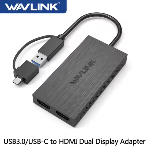 WAVLINK USB 3.1/USB C to Dual HDMI Graphic Adapter Dual 2K/4K@60Hz Display Output Type C To HDMI-Por