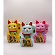 Mèo may mắn Nhật Bản Maneki Neko Cầm 2 đồng xu Koban size nhỏ