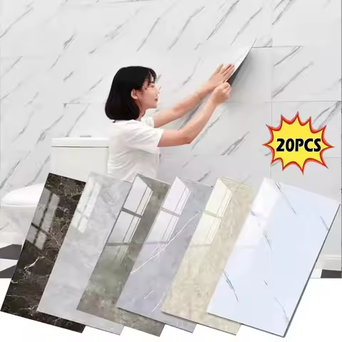 10-20Pcs Self-adhesive Marble Tiles Sticker Waterproof 30cmx60cm Tiles Floor Stickers PVC Tile Kitch