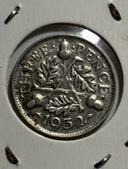 英國 1932年 喬治五世 3便士 銀幣