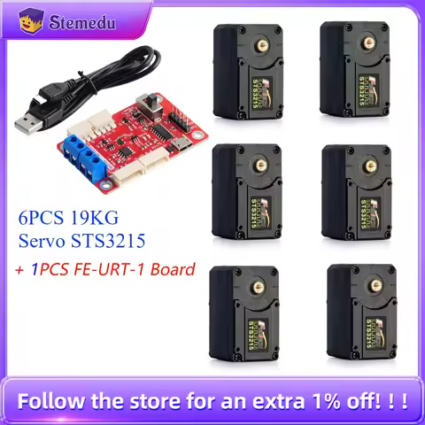 6pcs Feetech STS3215 19KG 7.4V Dual Axis TTL String RC Servo Motor for SO-ARM100 Robotic Arm for Pro