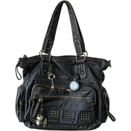 Three Crooked Angel Kiss Retro vintage Commuter One-Shoulder Asian Culture Tote Bag Large-Capacity D