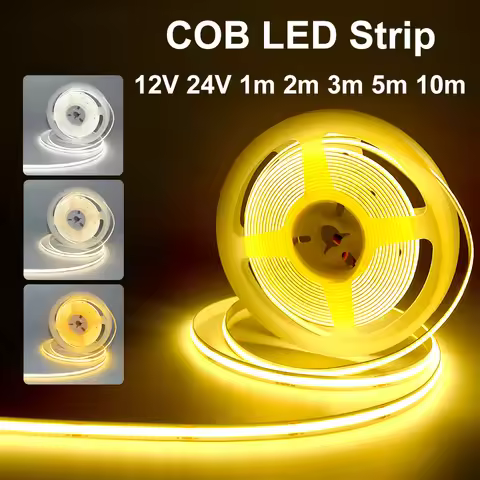 COB LED Strip Lights 12V 24V 10M 5M 3M 2M 1M 320LEDs/M High Density Flexible LED Tape 2700K 4500K 60