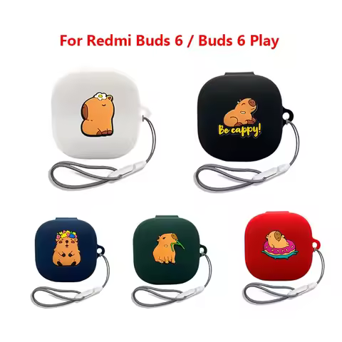 Animal Capybara Earphone Case for Redmi Buds 6 Play Silicone Blutooth Earbuds Charging Box Protectiv