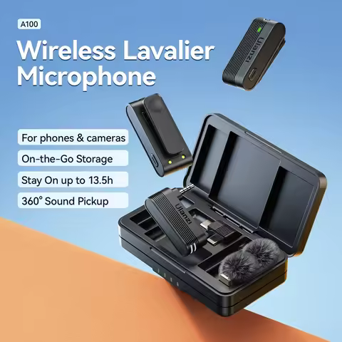 Ulanzi A100 Wireless Lavalier Microphone for Smartphones Cameras 20M Transmission for Street Intervi