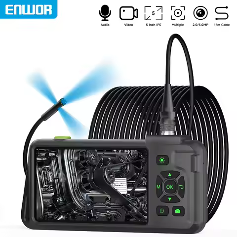 ENWOR 5'' IPS Full Color Endoscope Camera HD 1080P 8mm Single Dual Triple Lens IP68 Waterproof Inspe