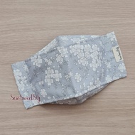 【MADE IN SG】3D Origami Boat Shaped Reusable Mask - Grey White Flowers