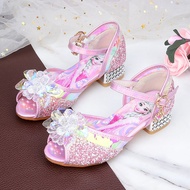 Giày Cao Gót Princess Sandals Cho Bé Gái Mùa Hè Màu Xanh Lam Ice Age Disney Crystal Kids High Heels 