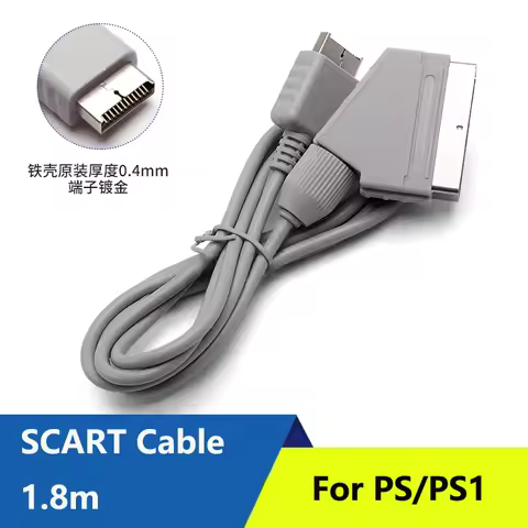 TV Scart Extension 1.8m Cable for PS/PS1 AV Audio Video Cord for Playstation 1 Replacement Connectio