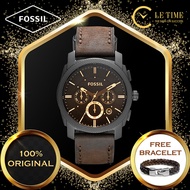[Authentic] Fossil Machine Mid-Size Chronograph Brown Leather Men Watch Jam Tangan Lelaki FS4656
