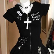 Áo Hoodie Dài Tay Có Khóa Kéo Cho Bé Gái Mùa Xuân Hè Áo Khoác Ngoài Phong Cách Y2K Áo Thun Tay Dài Á