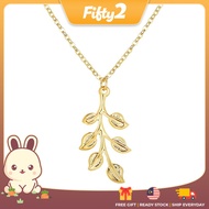 Ready Stock FIFTY2 FAB7012 Leaf Necklaces Ladies Women Necklace Pendant Gold Necklace Lady Jewelry R