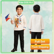 Barong Tagalog Costume with Embroidery for Kids Boys Elegant Traditional Filipino Buwan ng Wika