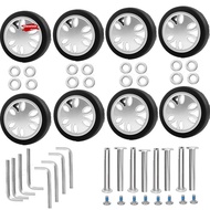 8pcs Luggage Wheels Replacement Kit,Dia 2in/50mm Thick 0.47in/12mm Resistant Rubber Mute Caster Repl