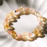 天然水晶手鍊/Helios。黃水晶 橙月光 金太陽 招財 手鍊