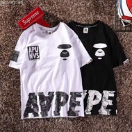 AAPE original T shirt casual loose print unisex couple short-sleeved top aape Baju-T Wanita