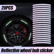 20Pcs/Set Safety Warning Night Glowing Decal / Car Waterproof Anti-collision Sticker / Motorcycle Tire Colorful Decoration/ Car Wheel DIY Self Adhesive High Reflective Sticker