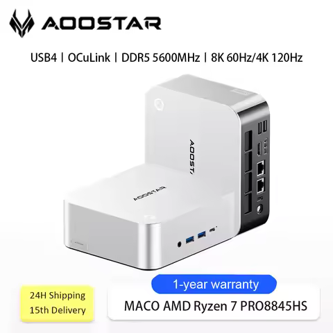 AOOSTAR MACO Mini PC AMD Ryzen 7 PRO 8845HS WiFi6 BT5.2 USB4/OCuLink HDMI2.1 Support 4 Displays 4K/8