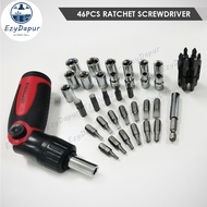 EZYD 46PCS Hardware Toolbox Set Ratchet Screwdriver Set Hand Tools Box Set Tools Household Kits Repa