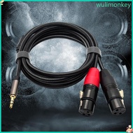 WU 50cm 1 2 3 0m 3 5mm Male to 2Double 3Pin Female Shielded Microphone Cord Grade