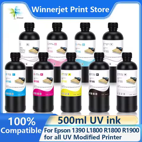 Winnerjet 500ML UV Ink For DX5 DX6 DX7 TX800 XP600 Printhead For Epson 1390 L800 L1800 R1800 R1900 f